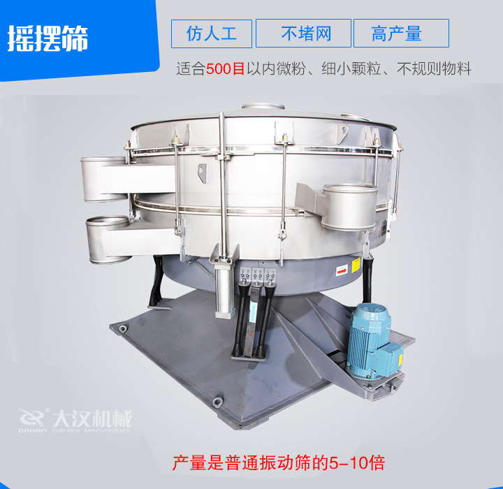 搖擺篩仿人工篩分原理，操作方便，不堵網。